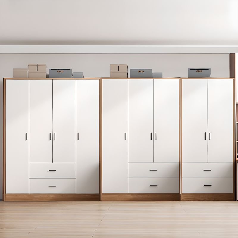 Beige Modish Laminate Independent Wardrobe with Soft Close Drawer, Soft Close Door, and Interior Shelves