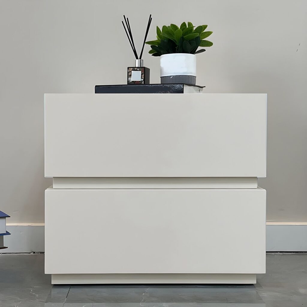 1200x12001 386 Radiant White Nightstand with 2 Silent Drawers