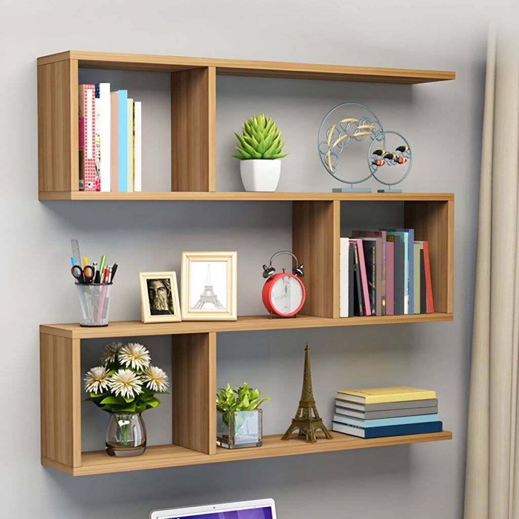 1200x120010 269 Wall-Mounted Timber Unit – Brilliant 29.5-Inch Floating Walnut Shelf, Harmonious 2-Tier Open Storage for Modern Gallery Walls
