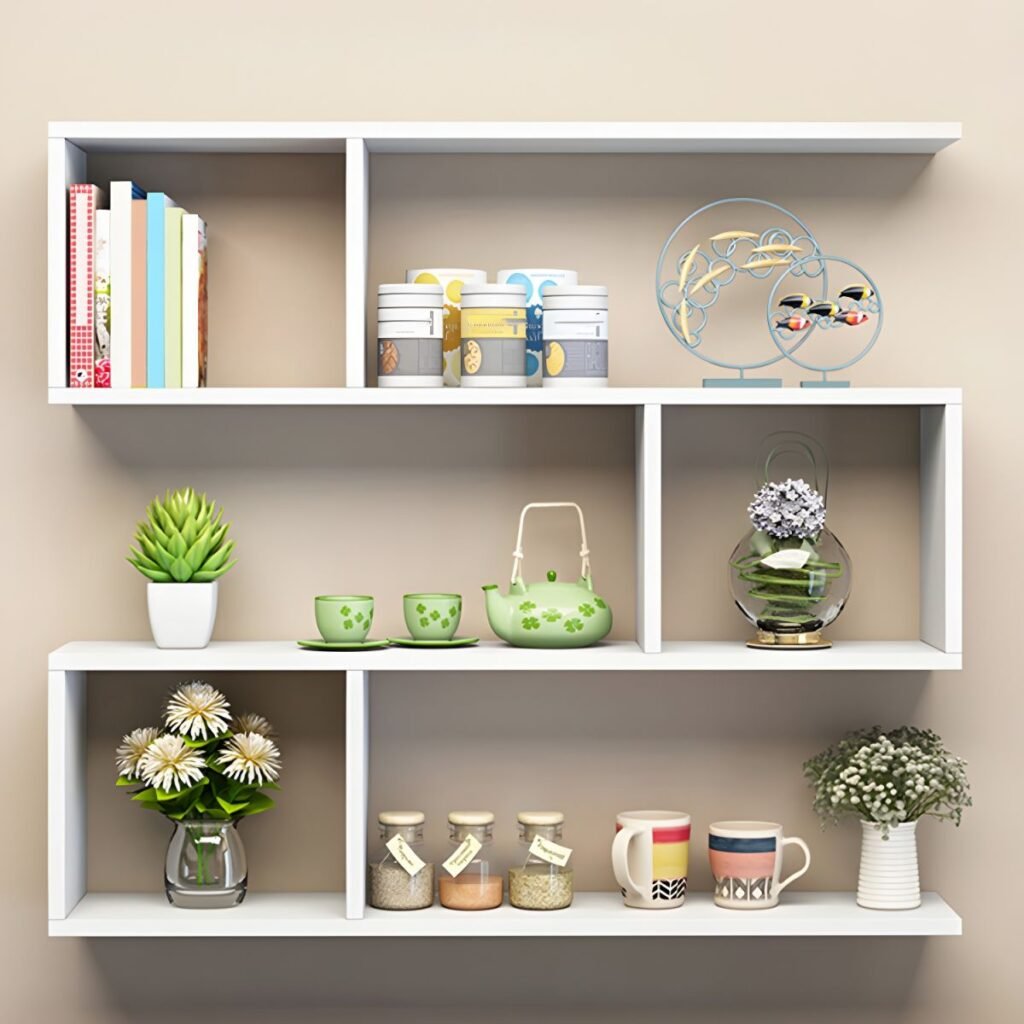 1200x120012 207 Wall-Mounted Timber Unit – Brilliant 29.5-Inch Floating Walnut Shelf, Harmonious 2-Tier Open Storage for Modern Gallery Walls