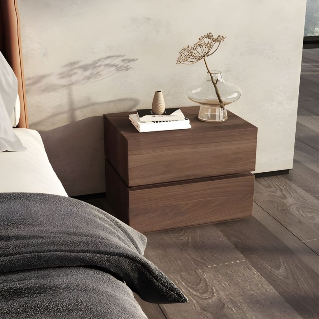 1200x120014 178 Stately Deep Tone Nightstand with 2 Silent Drawers