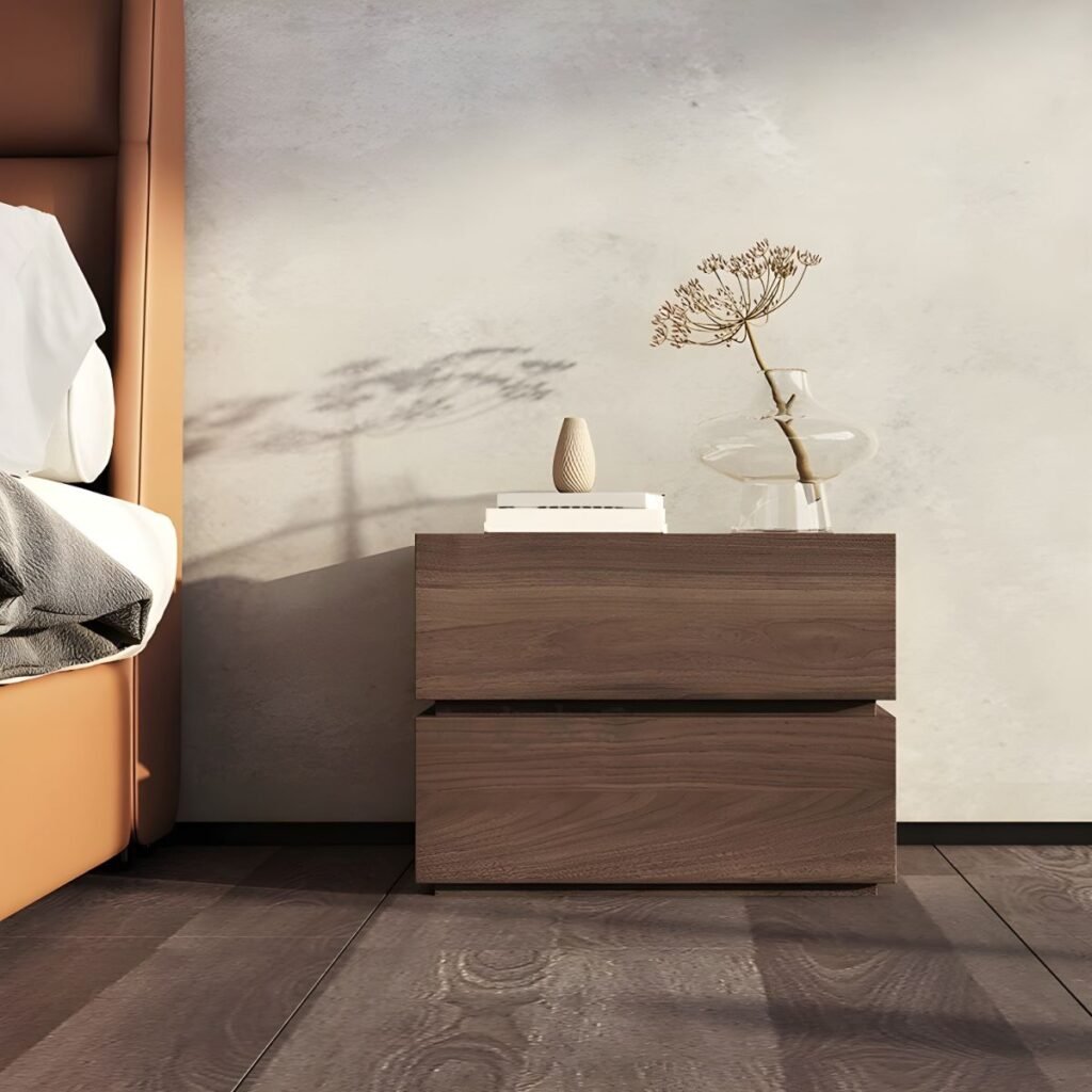 1200x120015 166 Stately Deep Tone Nightstand with 2 Silent Drawers