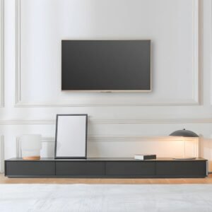 Simplistic Midnight Black Rectangle Stone TV Stand with 3-Drawer/4-Drawer/6 Drawers