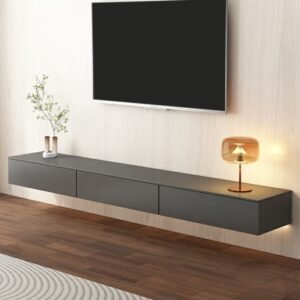 Amazing Deco Midnight Black Wood Rectangular TV Stand with 3 Drawers for Drawing Room Console