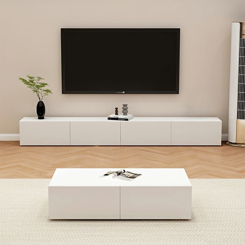 Simple White Lumber TV Stand with Cable Management & 3 Drawers/4 Drawers/6-Drawer