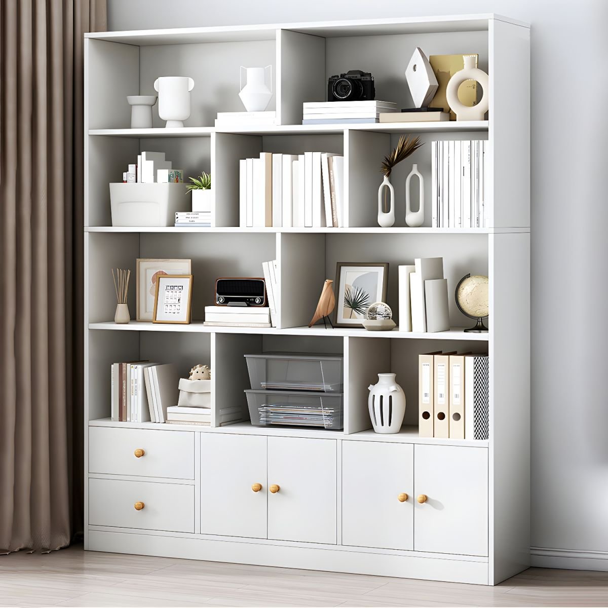 Wooden Modern Design Living Room Book Shelf Library Bookcase 2 Drawers Storage Cabinet Book Shelvese Bookshelf - Image 3