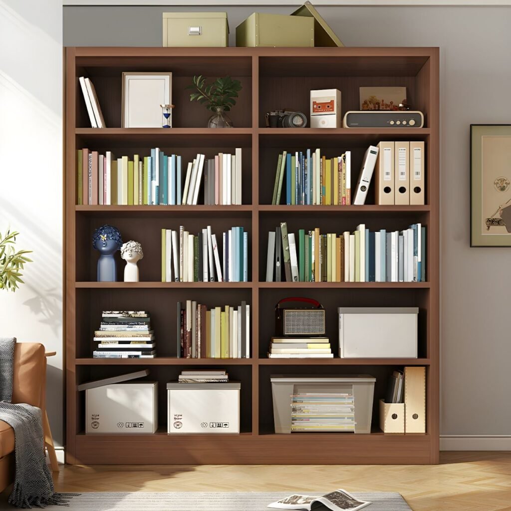 1200x12002 327 Minimalist Open Bookcase - Modern Wood Grain Shelving Unit for Quiet Luxury Decor Bookshelf