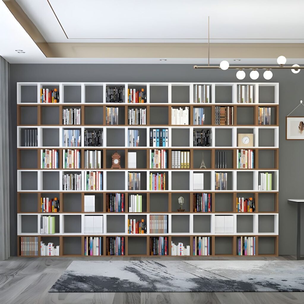 1200x12002 341 Modern Wooden Bookcase with Open Shelf Design - Minimalist Modular Library for Home Office