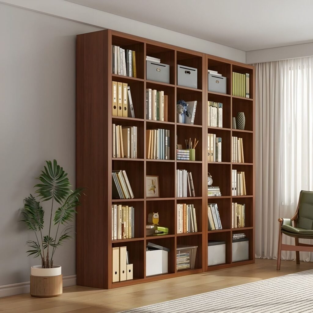 1200x12002 367 Linear Wood-Grain Stand – Refreshing 59-Inch Tall Open Bookshelf, Solid 5-Tier Rustic Brown Organizer for Vibrant Home Decor