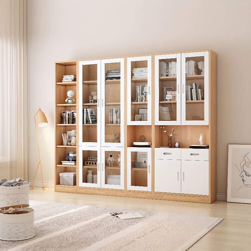 Charming Coastal Archive – Stately 79-Inch Timber & White Library with Inset 3C Glass Doors and Large Drawers - Image 4
