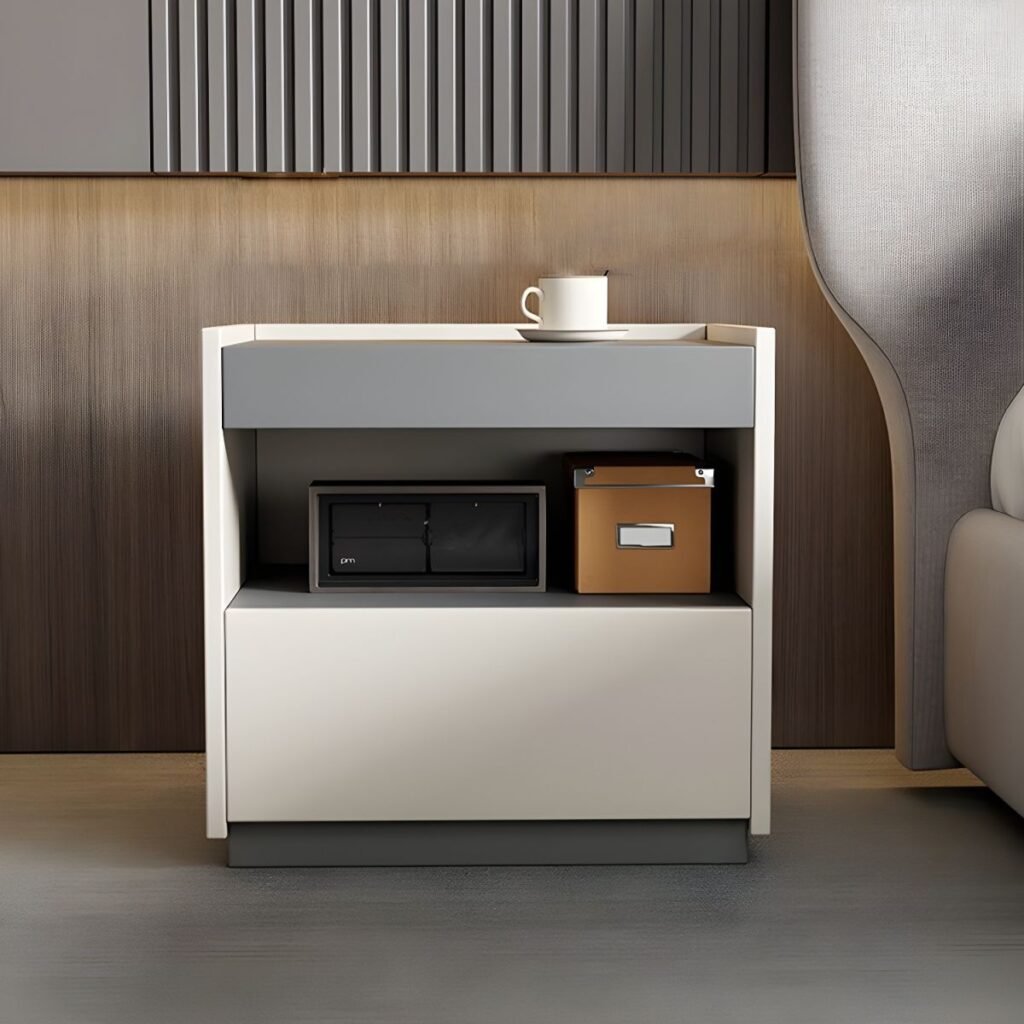 1200x12002 401 Streamlined Grey Side Table with Hidden Drawer