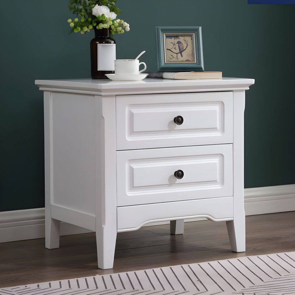 1200x12002 408 Creamy Minimalist Bedside Table with Silent Drawers