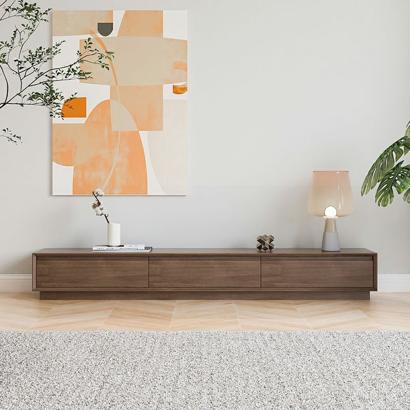 Contemporary Wood Veneer TV Stand with Multiple Drawers and Cable Management