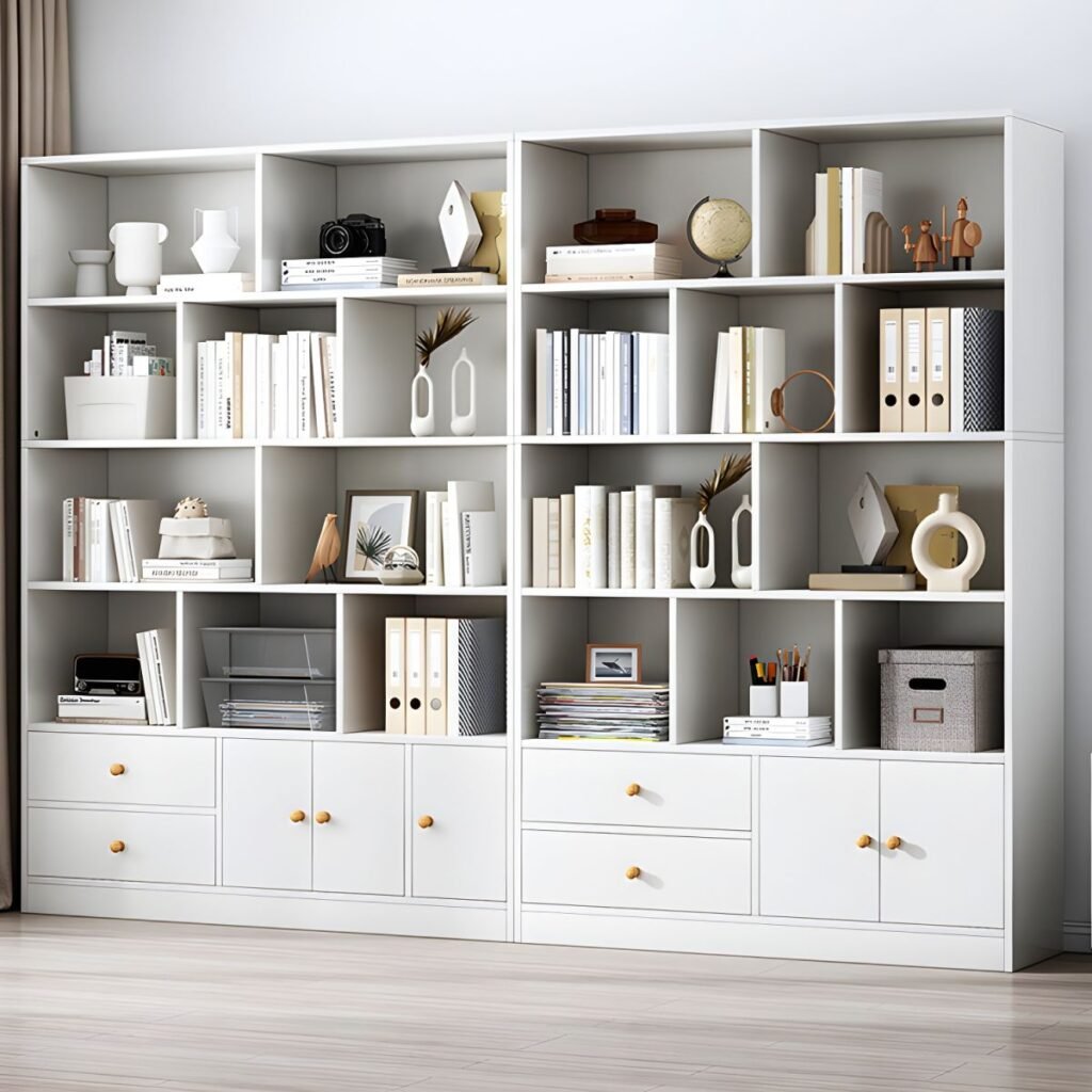 1200x12003 311 Wooden Modern Design Living Room Book Shelf Library Bookcase 2 Drawers Storage Cabinet Book Shelvese Bookshelf