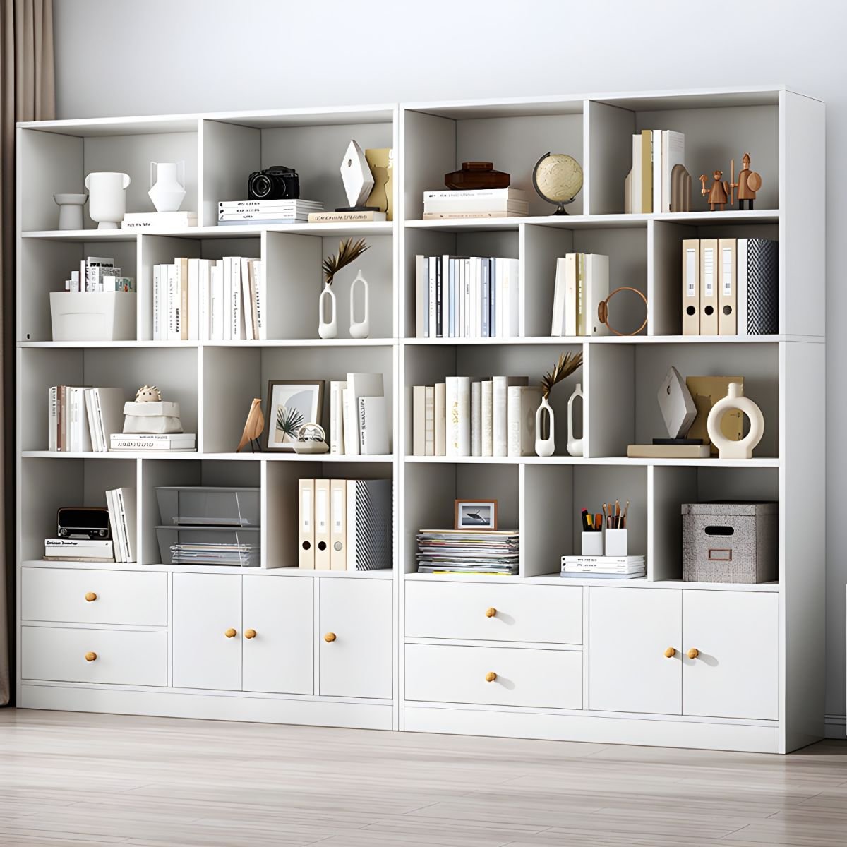 Wooden Modern Design Living Room Book Shelf Library Bookcase 2 Drawers Storage Cabinet Book Shelvese Bookshelf - Image 4