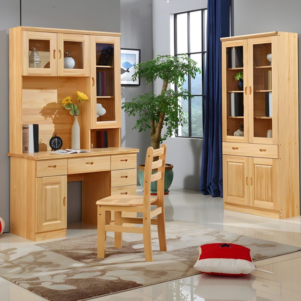 1200x12003 331 Executive Wooden Display Bookcase Cabinet: Semi-Open Library Shelf for Home Office | Natural Finish Bookshelf