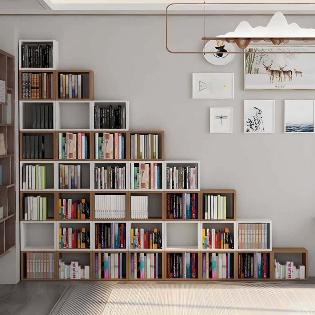 1200x12003 339 Modern Wooden Bookcase with Open Shelf Design - Minimalist Modular Library for Home Office