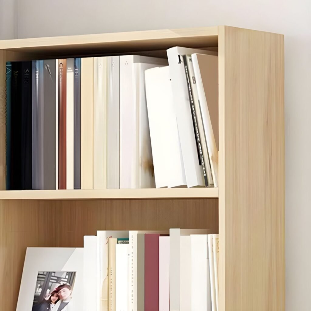 1200x12003 340 Modern Wooden Bookcase with Open Shelf Design - 3-Tier Minimalist Storage for Small Spaces
