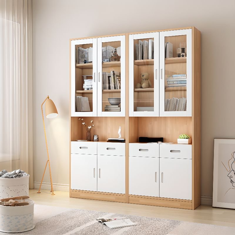 Charming Coastal Archive – Stately 79-Inch Timber & White Library with Inset 3C Glass Doors and Large Drawers - Image 5