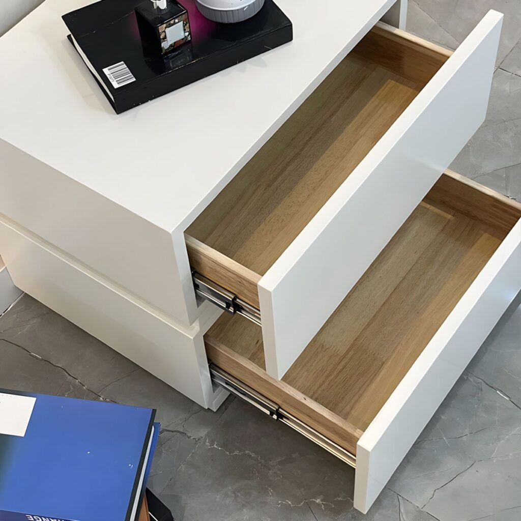 1200x12003 389 Radiant White Nightstand with 2 Silent Drawers