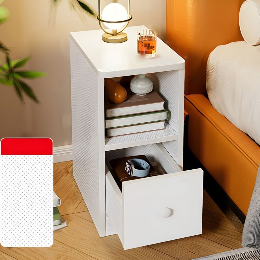 1200x12003 394 Slim Industrial Bedside Tray with 1 Silent Drawer