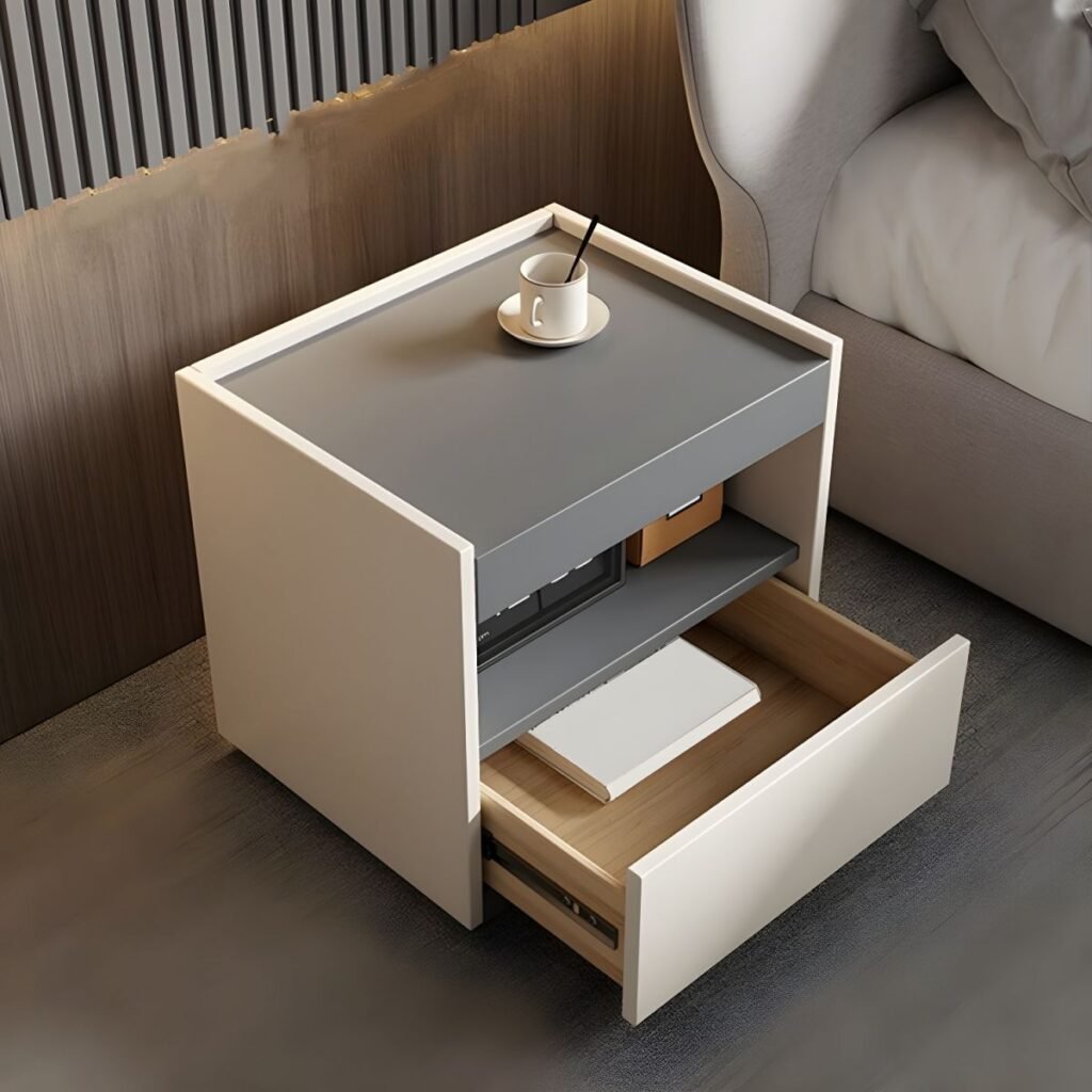 1200x12003 399 Streamlined Grey Side Table with Hidden Drawer