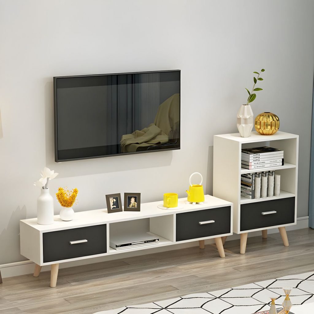 Minimalist Scandi TV Stand 160cm with open cubby.
