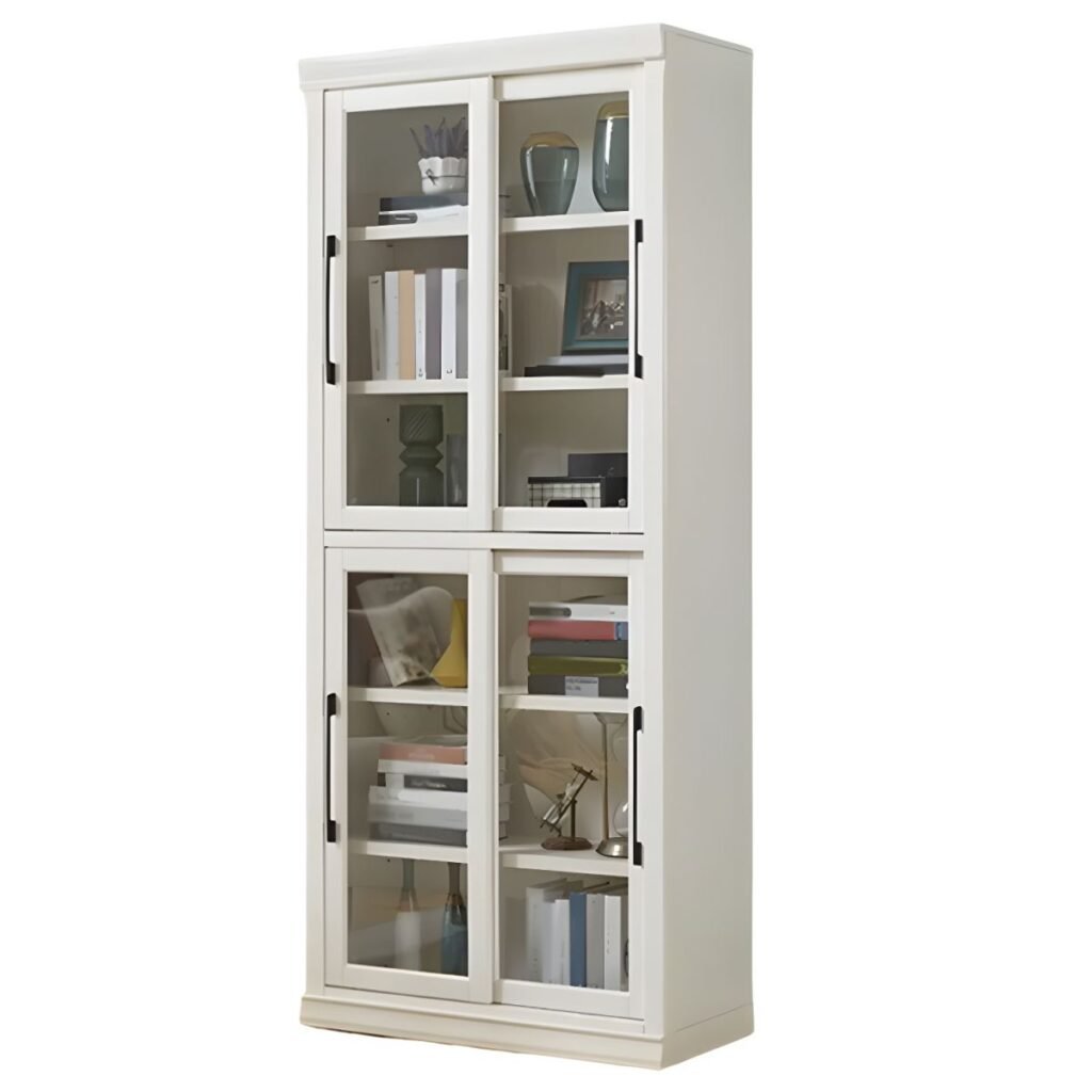 1200x12004 334 Luxury Chalk Organizing Shelf with 2 Cabinet and 6-Shelf Vertical Closed Back