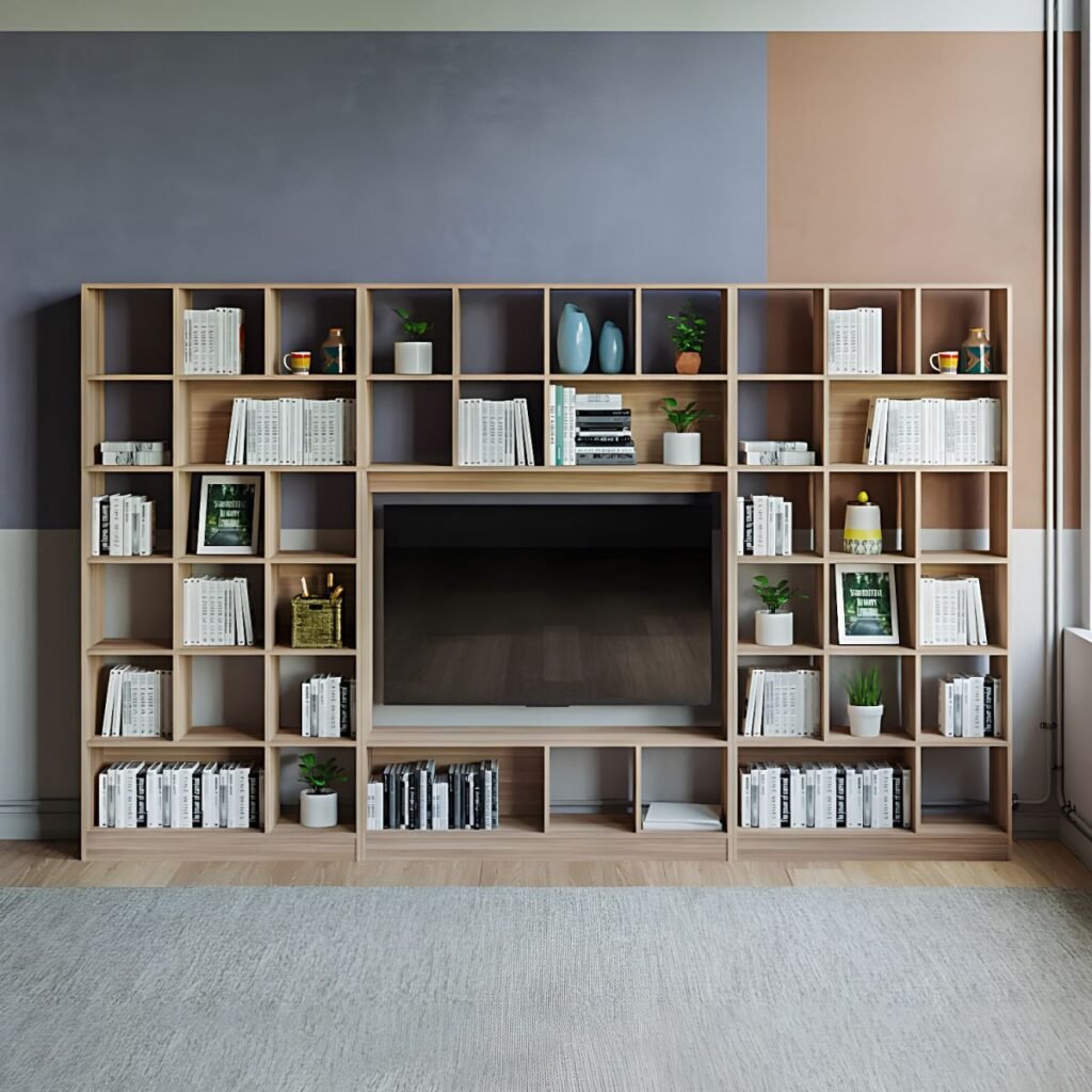 1200x12004 335 Modern 8-Cube Open Bookcase - Minimalist Wooden Storage Organizer for Home Office