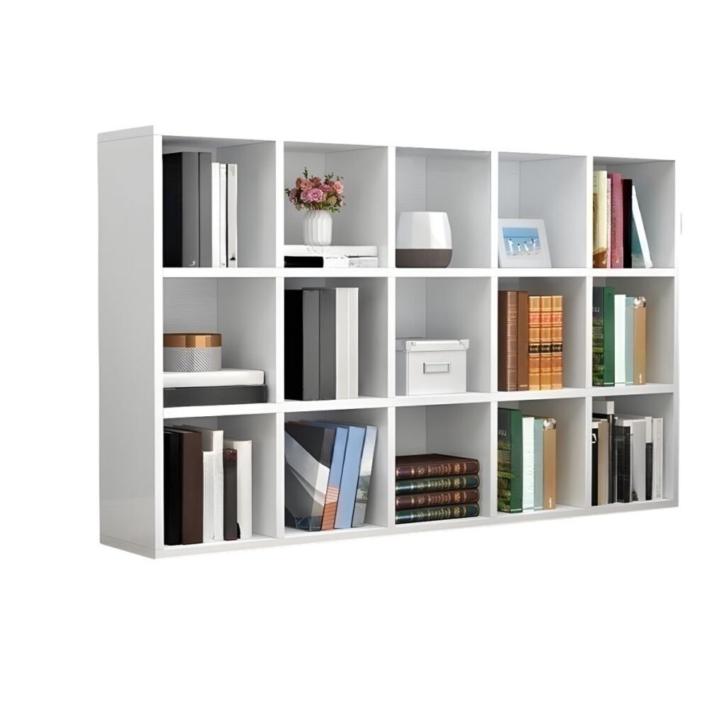 1200x12004 345 Apexerahomelife Modern White Bookcase with 5-Tier Open Shelves JX-BC-035 Multi-Cube Storage