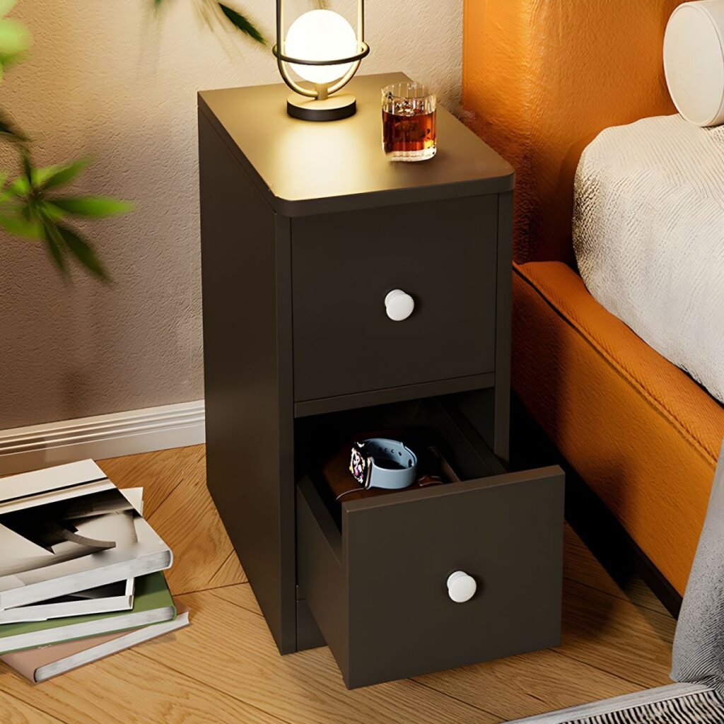 1200x12004 384 Slim Industrial Bedside Tray with 1 Silent Drawer