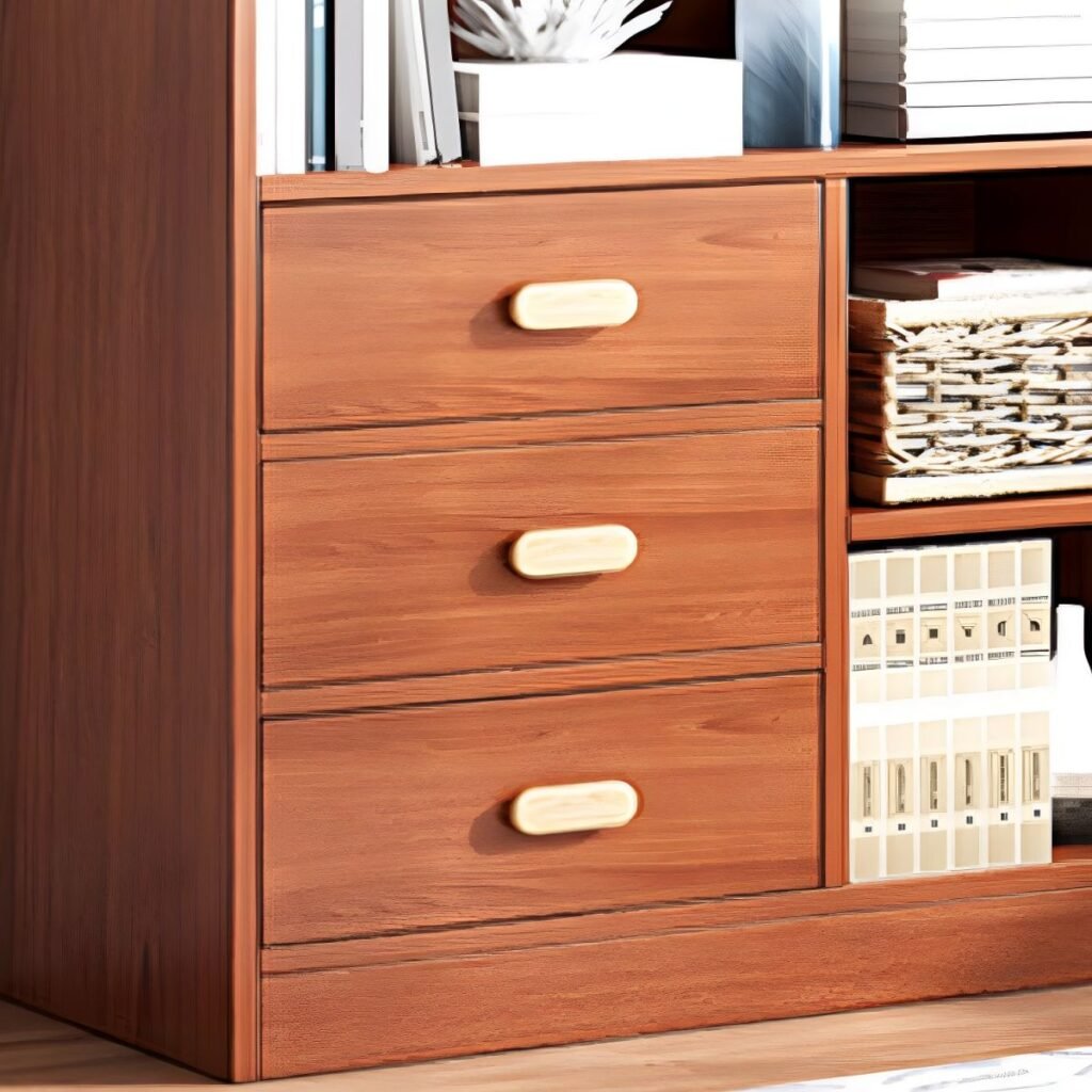 1200x12005 328 Open Unit With Hidden Storage Bookcase - Modern Wood Grain Library Tower Bookshelf
