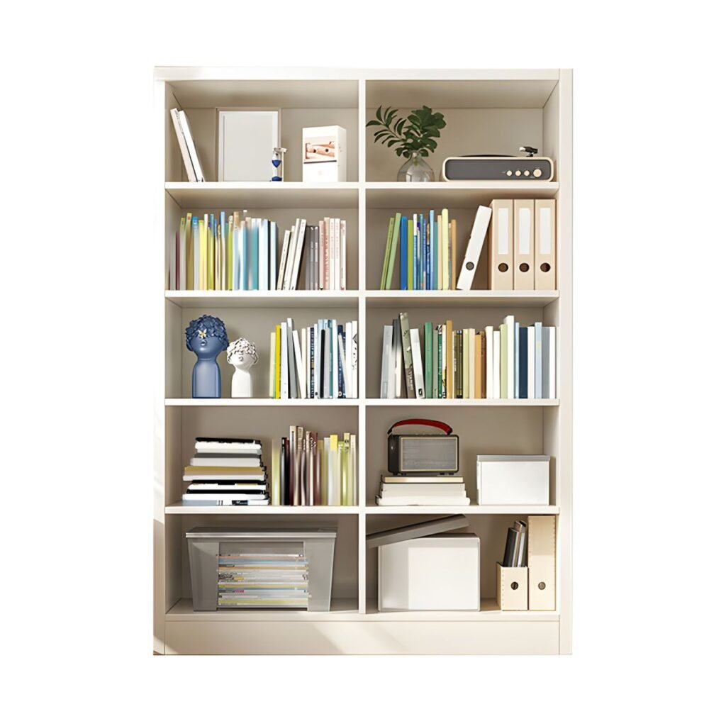1200x12005 329 Minimalist Open Bookcase - Easy Assembly Modern Wooden Storage Shelf in White & Wood Color Bookshelf