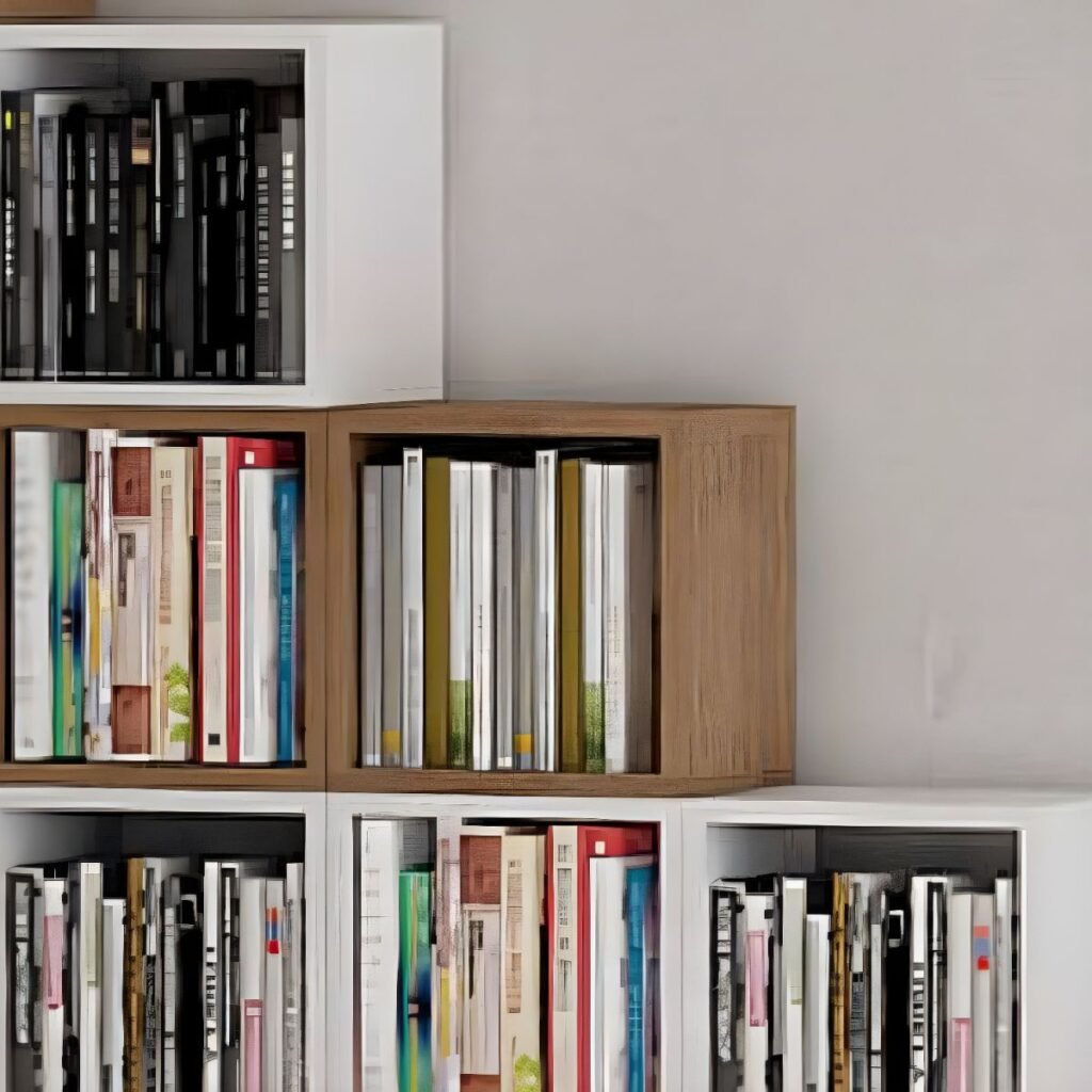 1200x12005 336 Modern Wooden Bookcase with Open Shelf Design - Minimalist Modular Library for Home Office