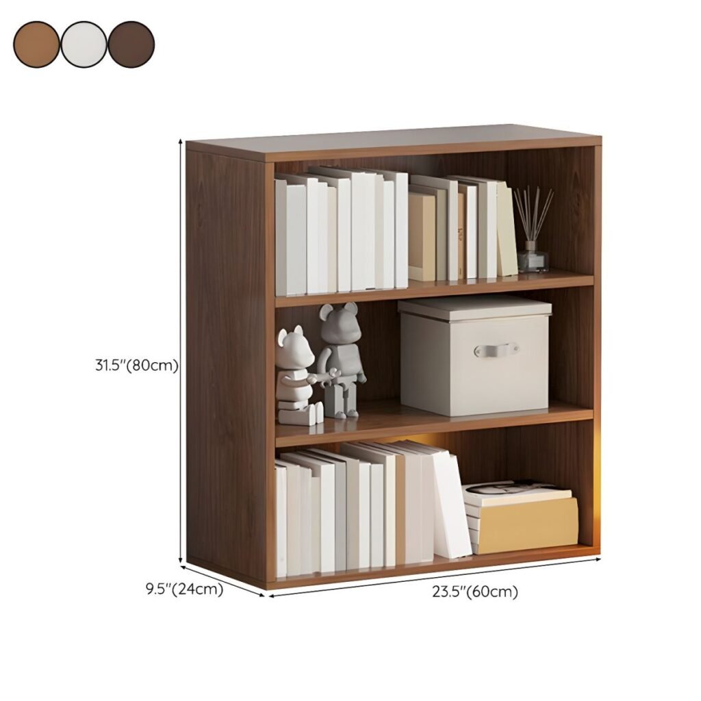 1200x12005 337 Modern Wooden Bookcase with Open Shelf Design - 3-Tier Minimalist Storage for Small Spaces
