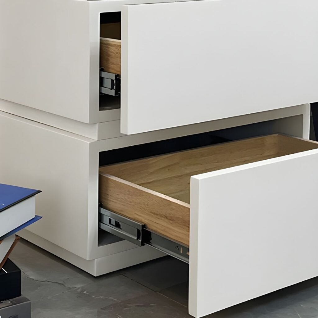 1200x12005 382 Radiant White Nightstand with 2 Silent Drawers