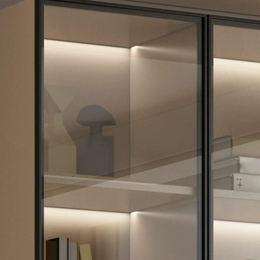 1200x12006 308 Luxury Vertical Organizing Shelf with 4 Cabinets and 3-Shelfin, with lights, Closed Back