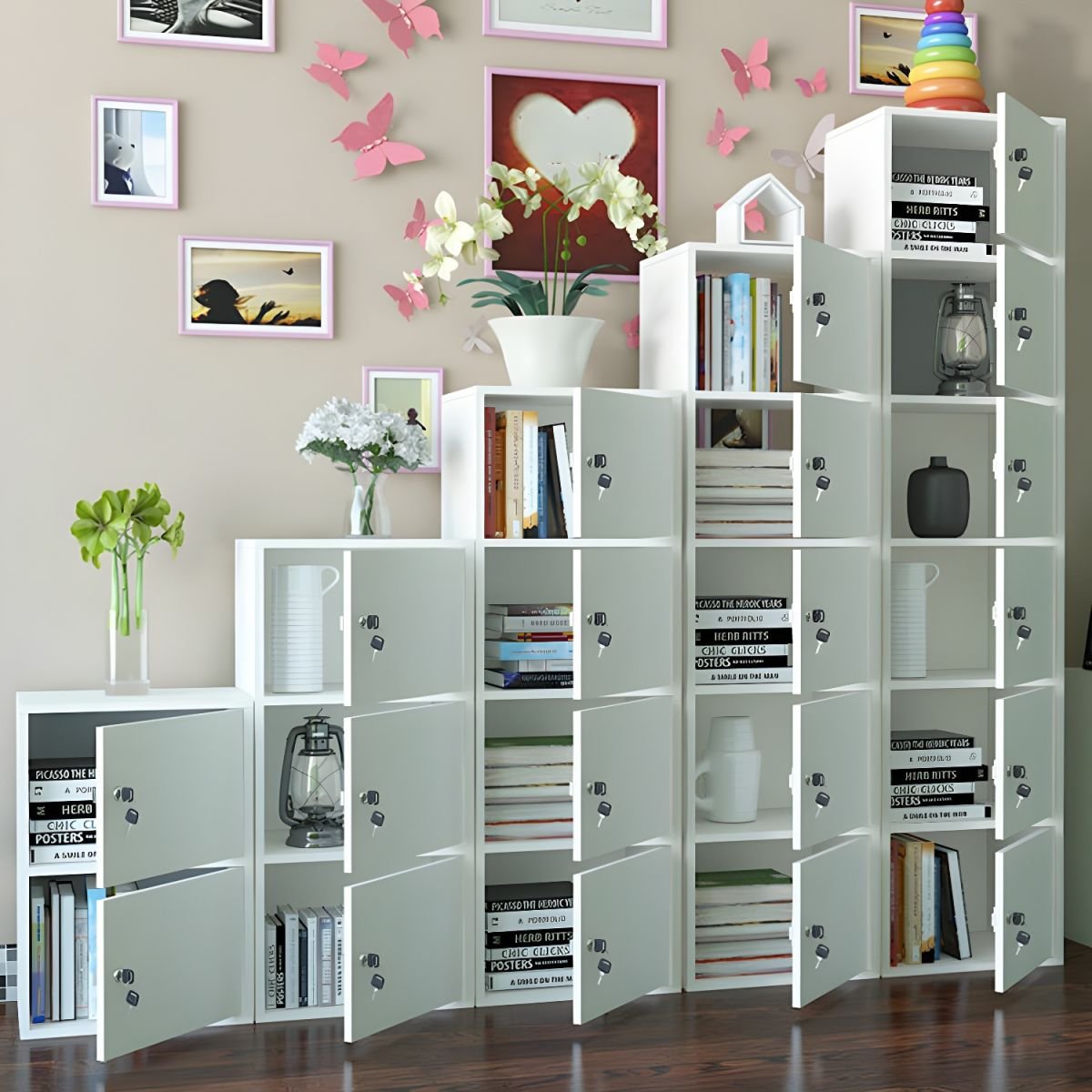 Wooden Bookshelf Design Stackable Bookcase Living Room Library Storage Cabinet Small Bookshelf - Image 6