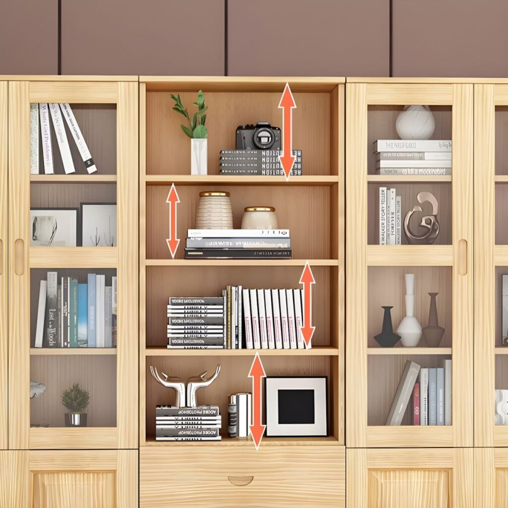 1200x12006 319 Pale brown Box Shelves with 6-Shelf in Vertical or Horizontal Orientation with Drawers