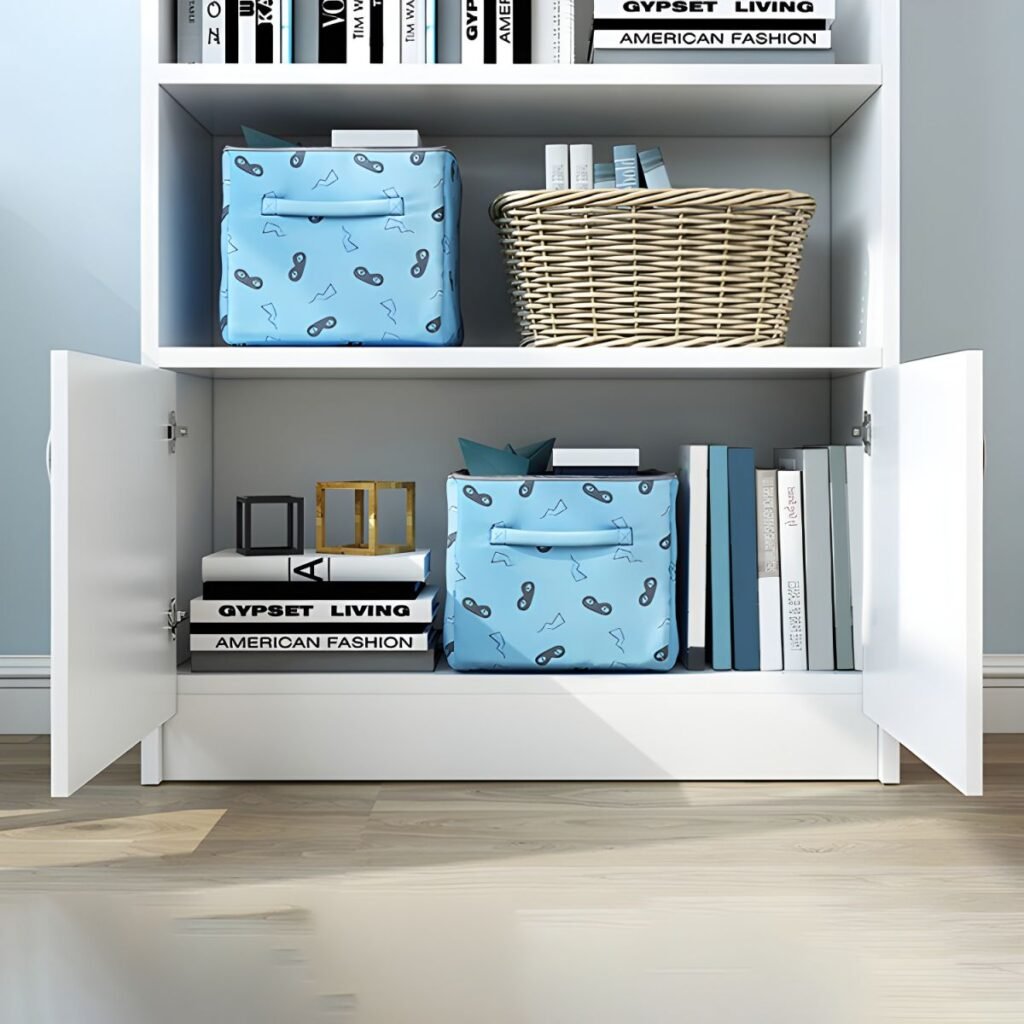 1200x12006 324 Minimalist Scandinavian Bookcase With 2/6 Doors - Sleek Semi-Open Storage Cabinet Bookshelf