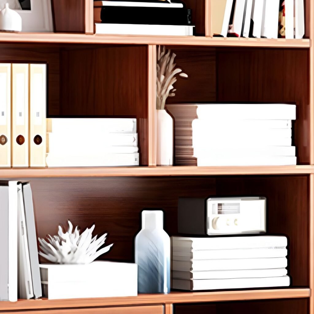 1200x12006 326 Open Unit With Hidden Storage Bookcase - Modern Wood Grain Library Tower Bookshelf