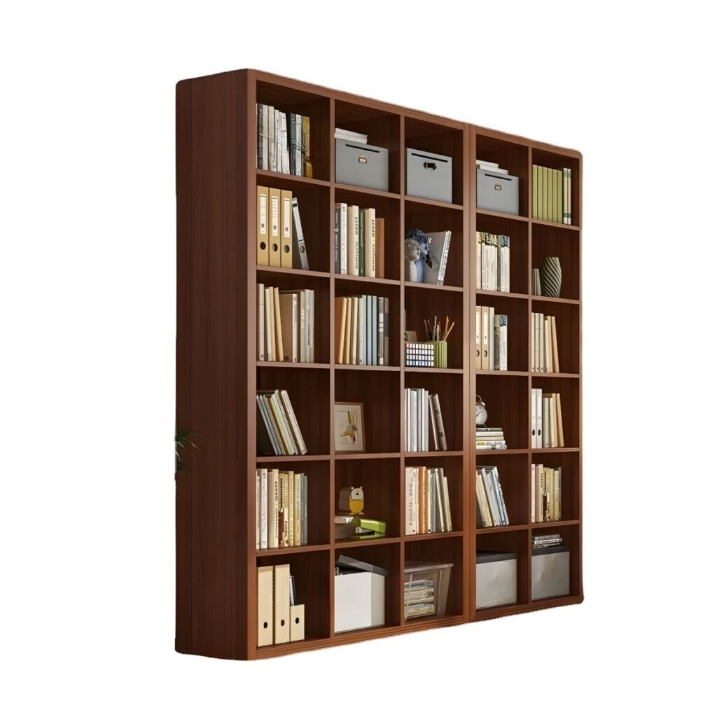 1200x12006 355 Linear Wood-Grain Stand – Refreshing 59-Inch Tall Open Bookshelf, Solid 5-Tier Rustic Brown Organizer for Vibrant Home Decor