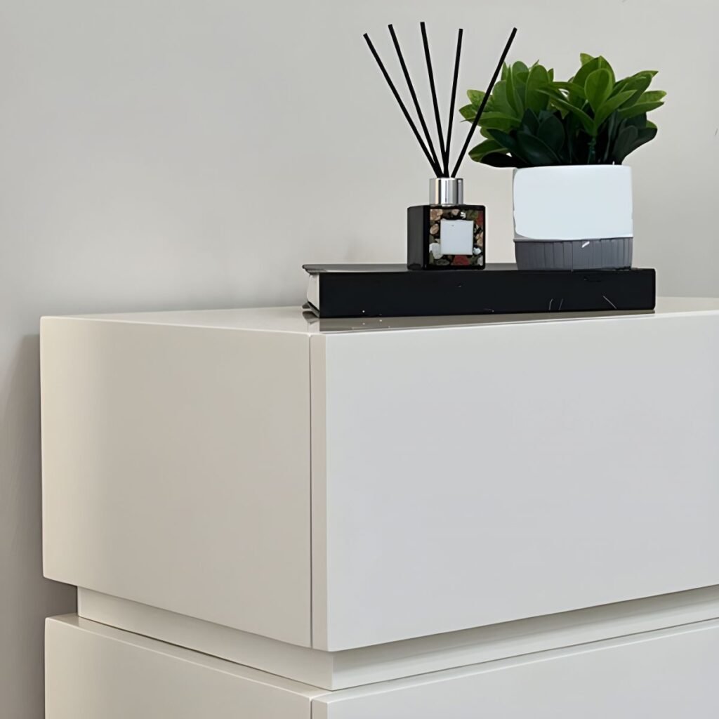 1200x12006 376 Radiant White Nightstand with 2 Silent Drawers