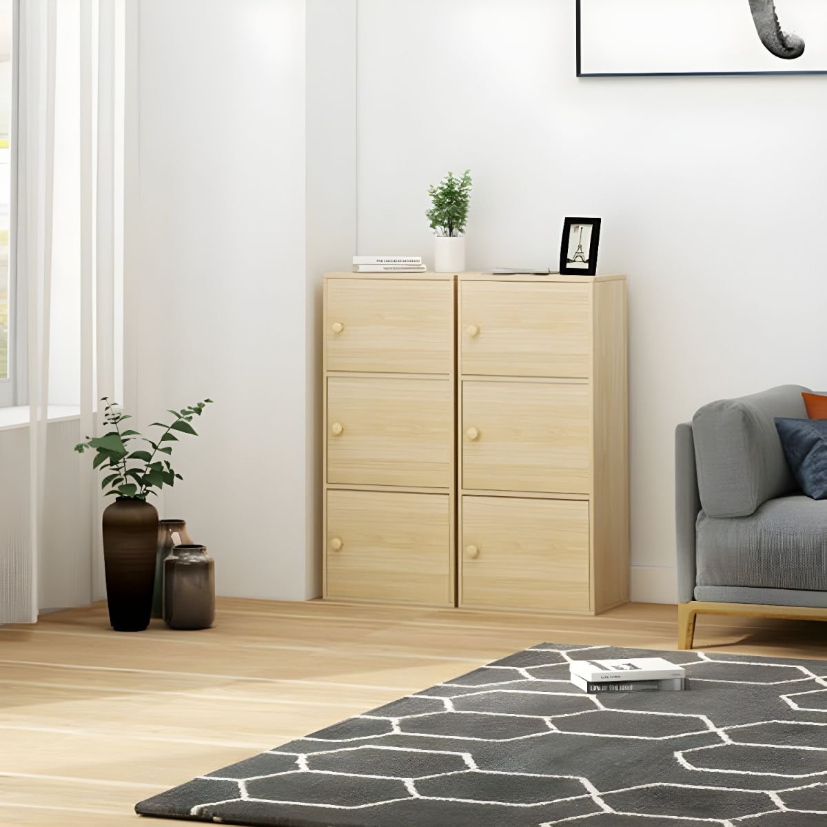 Wooden Bookshelf Design Stackable Bookcase Living Room Library Storage Cabinet Small Bookshelf - Image 7