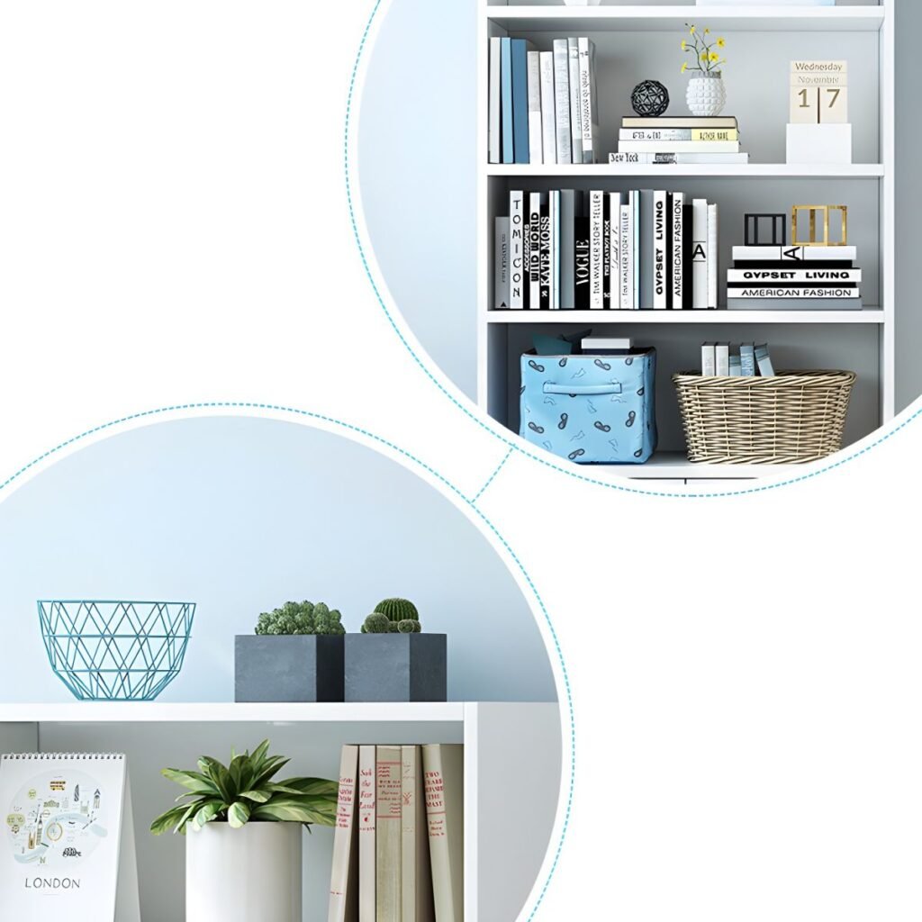 1200x12007 327 Minimalist Scandinavian Bookcase With 2/6 Doors - Sleek Semi-Open Storage Cabinet Bookshelf