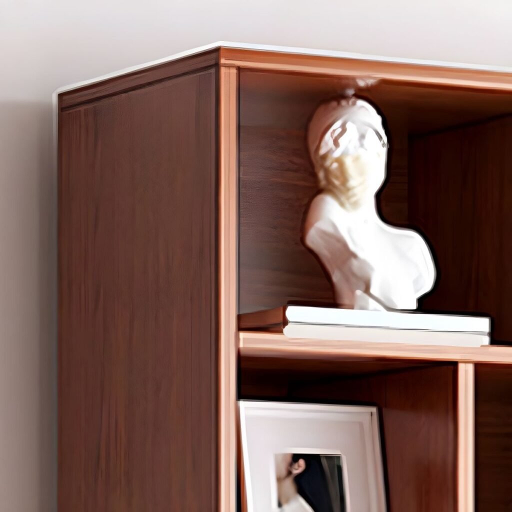 1200x12007 329 Open Unit With Hidden Storage Bookcase - Modern Wood Grain Library Tower Bookshelf