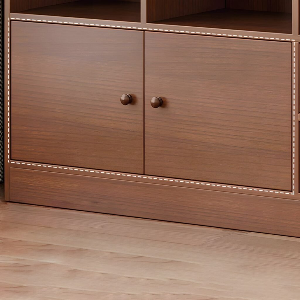 1200x12007 333 Modern Wooden Bookcase with Lower Cabinet Doors and Drawers - 5-Tier Large Storage Shelf for Home Office