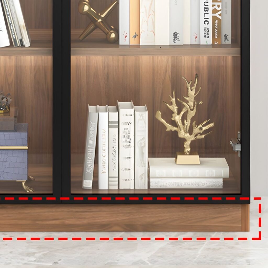 1200x12007 335 Modern Wooden Bookcase with 4 Glass Doors and Integrated LED Lighting - 79" Tall Luxury Storage Cabinet
