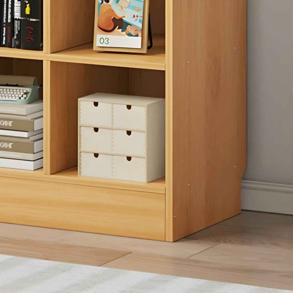 1200x12007 340 79" Natural Wood Bookcase with 2 Lower Cabinet Doors - 5-Tier Rustic Storage Organizer