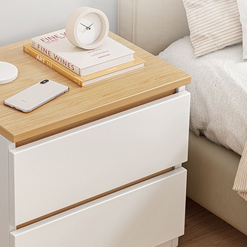 Nightstand Modern White Nightstand in Bedroom Wooden Sofa Side Storage with Sliding Drawers - Image 7